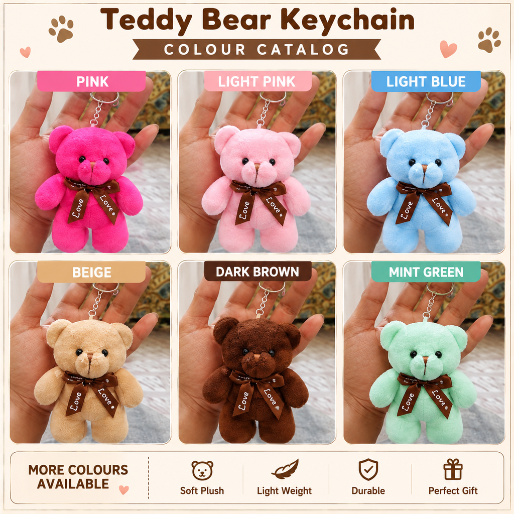 Cute Teddy Bear Plush Keychain